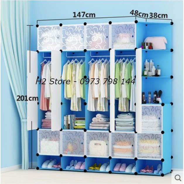 [SỈ] - (Nhiều màu) TỦ NHỰA LẮP GHÉP 25 Ô + 5 GIÀY ( BAO GỒM 3 KỆ) ĐỂ TREO QUẦN ÁO ĐỒ ĐA NĂNG THÔNG MINH sâu 47cm