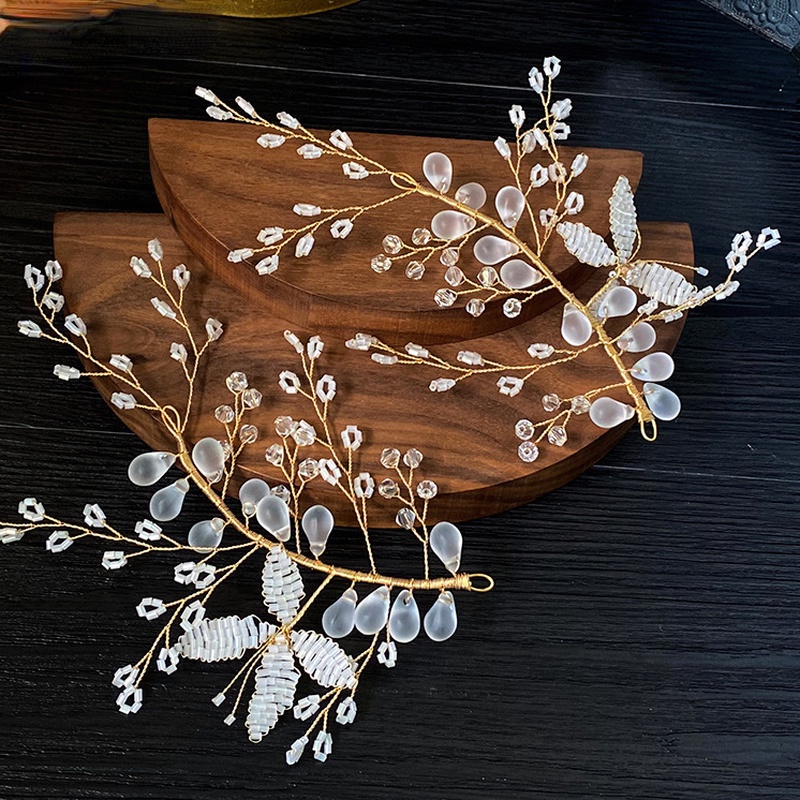 Deartiara Bộ Bông Tai Và Băng Đô Cài Tóc Cô Dâu Phong Cách Rừng Cây Đơn Giản Phụ Kiện Đám Cưới Siêu
