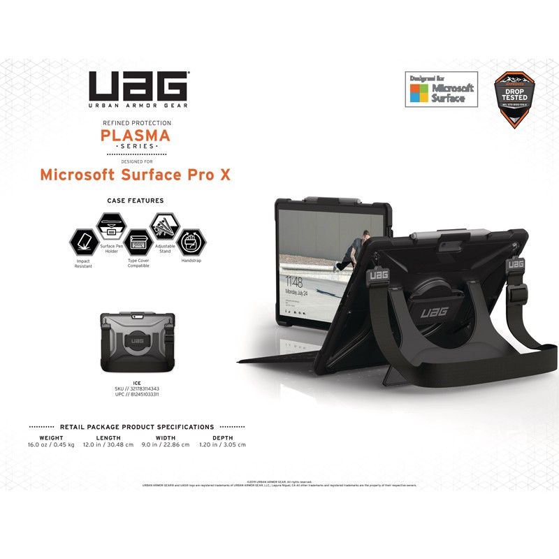 Ốp lưng Microsoft Surface Pro X UAG Plasma có dây đeo vai và tay