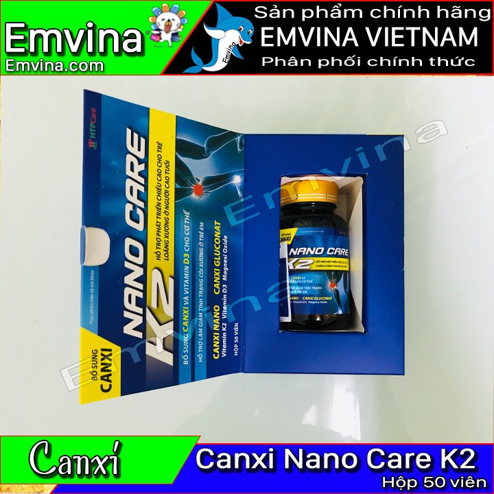 Nano Care K2 - Bổ sung Canxi, Vitamin D3, hỗ trợ còi xương ở trẻ nhỏ, loãng xương ở người lớn, phụ nữ mang thai