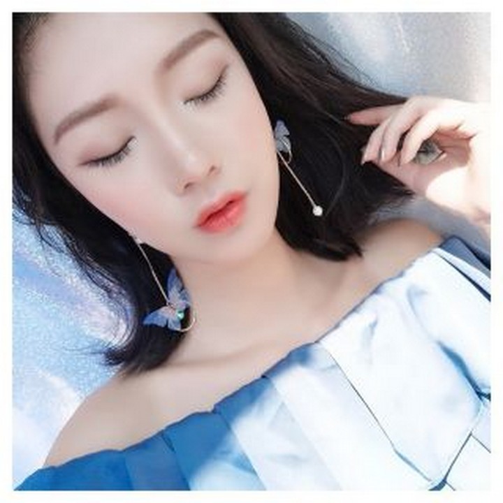 Bông tai cánh tiên bướm thiết kế sáng tạo đẹp thời trang phong cách khuyên hàn quốc dễ thương độc đáo mới lạ không gỉ
