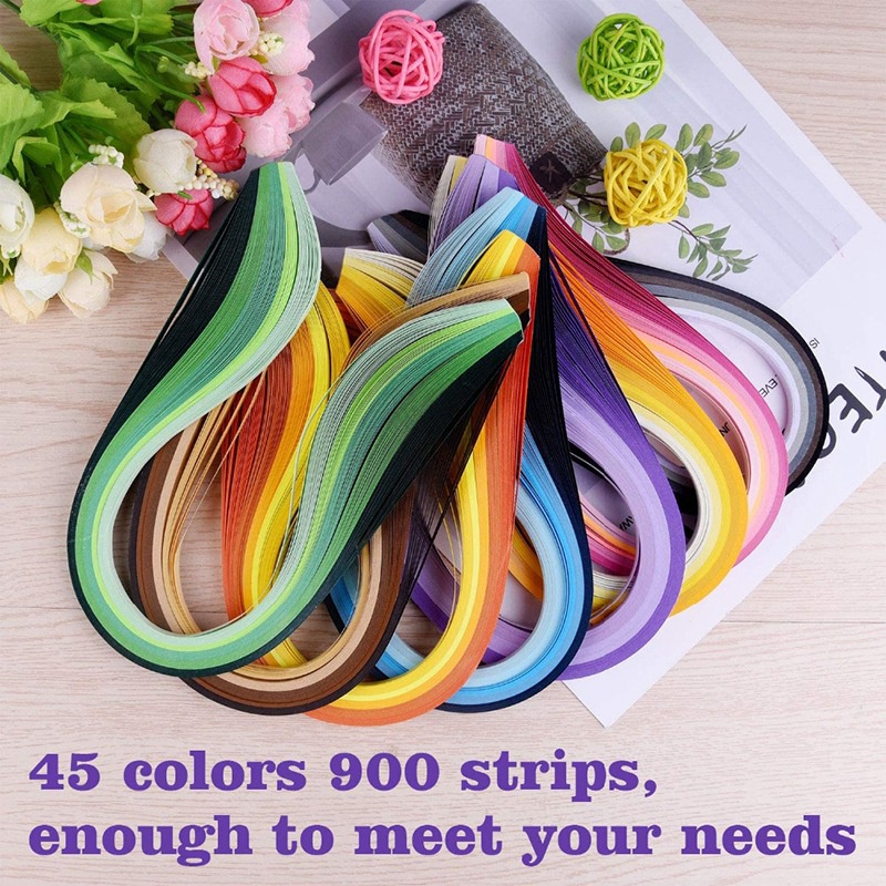 Bộ Giấy Quilling 45 Màu 900 Dải Kèm Dụng Cụ Làm Đồ Thủ Công Diy Trang Trí Nhà Ở