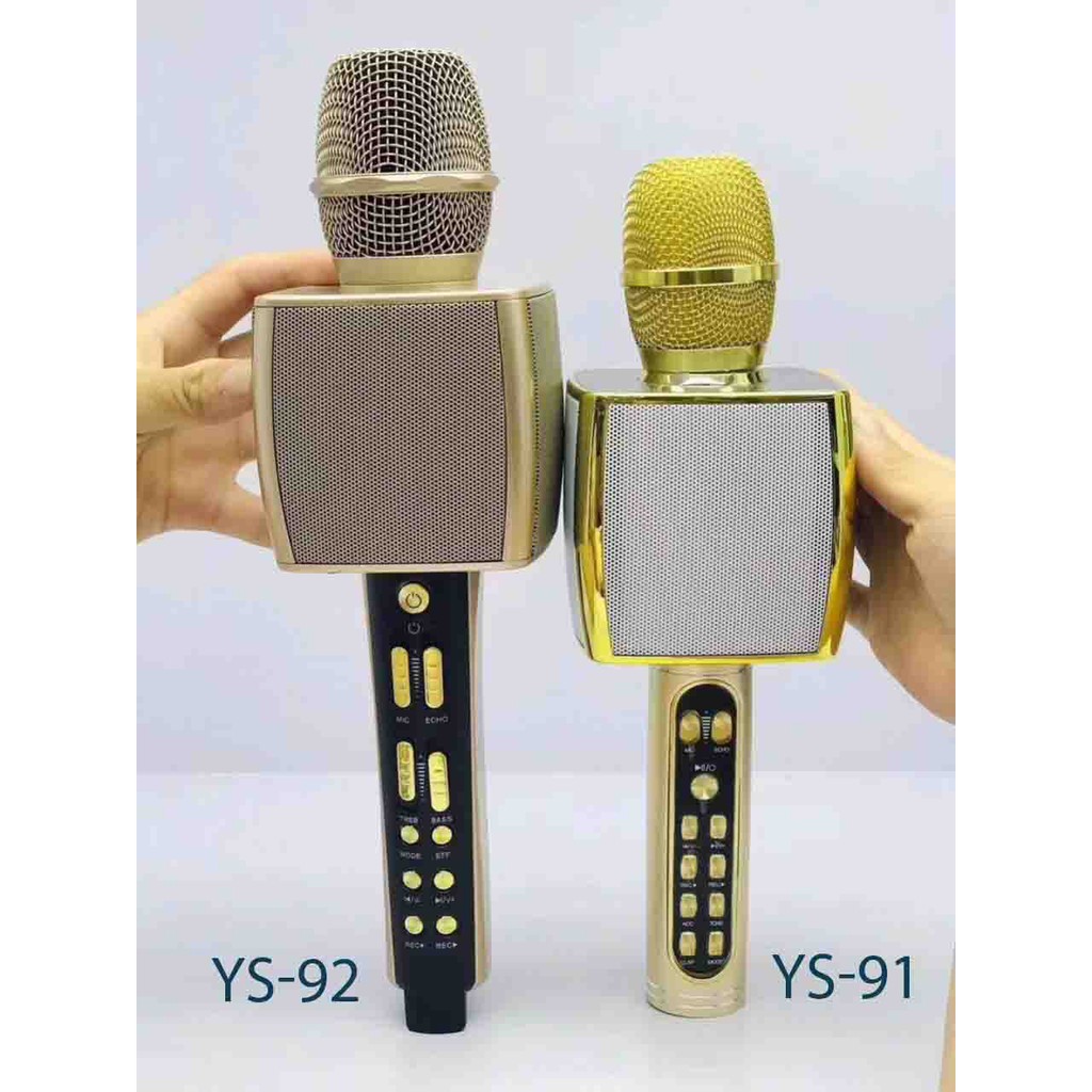Micro Karaoke YS-92 Kèm Loa Bluetooth Cao Cấp, Micro Bluetooth 3in1 - Hiệu Chỉnh Được Bass Treble Ấn Tượng