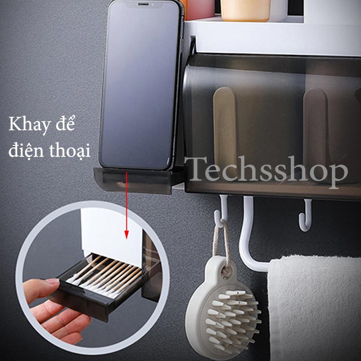 Kệ Để Bàn Chải Đánh Răng Nhả Kem Tự Động Đa Chức Năng 6in1 Renai Ra-825 Kèm Theo 2 cốc Và Có Móc Treo Và Thanh Treo Khan