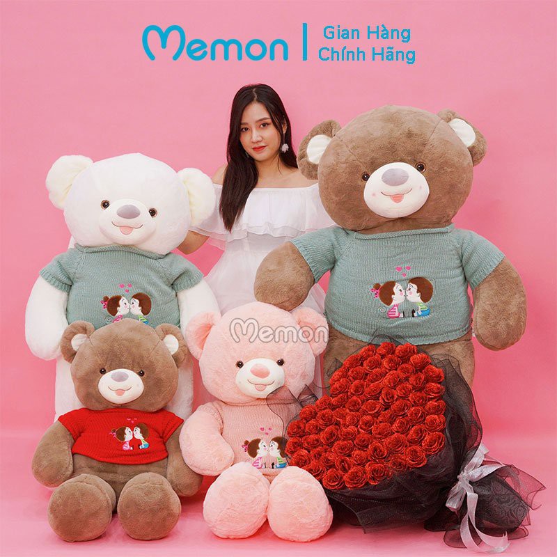 [Mã LIFEM1 giảm 50k đơn 99k] Gấu Bông Teddy Len Kiss Lông Trơn Cao Cấp Memon