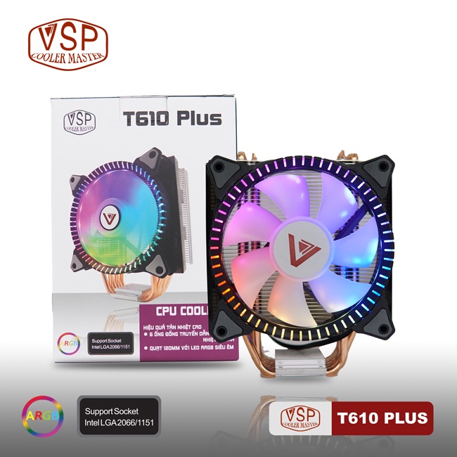 Quạt tản nhiệt CPU VSP Cooler Master T610Plus LED RGB