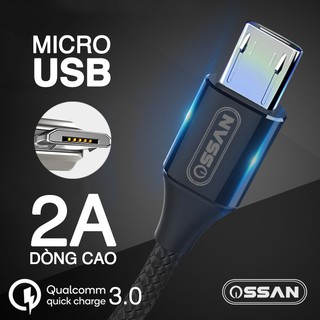 Cáp sạc micro usb ossan hỗ trợ sạc nhanh qualcomm 3.0 - os-c1m dùng cho các máy kết nối microusb samsung oppo ...