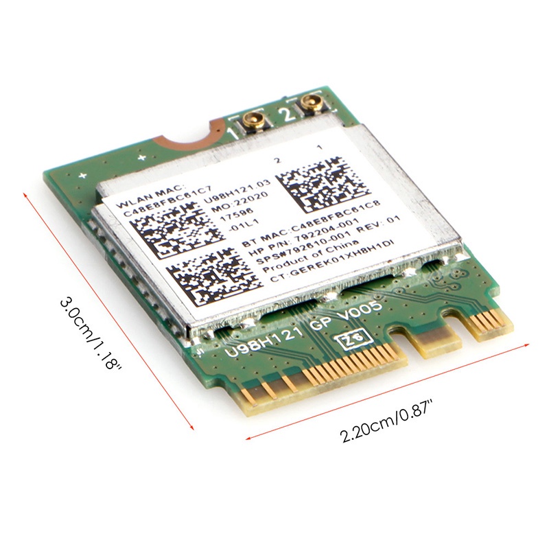Thẻ mạng wifi không dây mini giao diện NGFF RTL8723BE 792204-001 cho HP DELL Asus