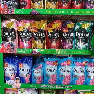 Downy nước hoa túi 1,4L. Đam mê, Huyền bí, Tươi trẻ, Cuốn hút, Cảm xúc, Hòa quyện, Nắng mai, 1 lần xả, Dịu nhẹ