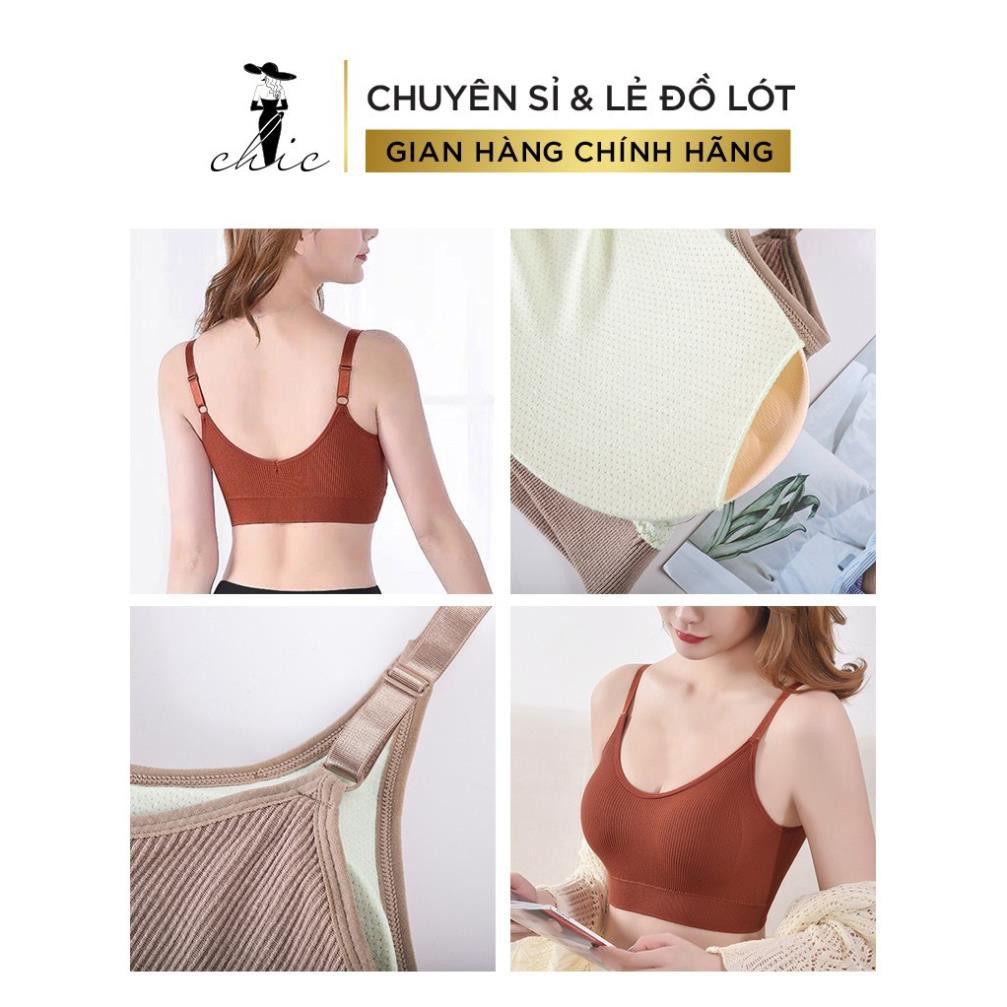 Áo Bra CBT2BRA01 Bra Tập Gym Kiểu Dáng Thể Thao Chất Liệu Cotton Bề Mặt Gân Tăm 2 Dây Mặc Thoải Mái(SIZE 40-65KG