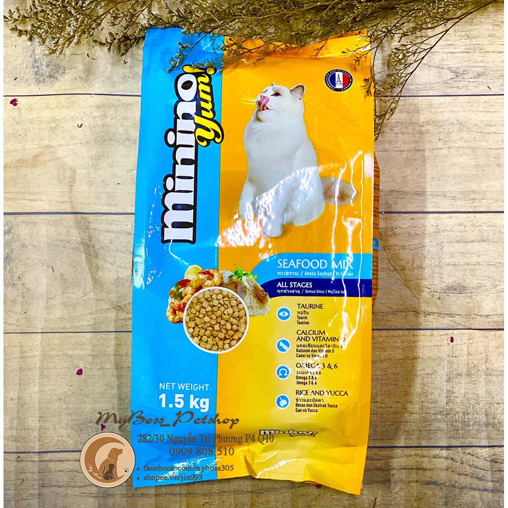 MININO YUM Hải sản - thức ăn hạt cho mèo vị yum hải sản 350g - 1.5kg