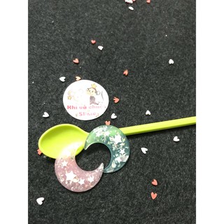 Mặt trăng kim tuyến charm slime - trang trí