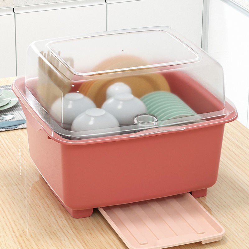 Bộ đồ ăn nhà bếp hộp lưu trữ đa chức năng lớn, vừa và nhỏ đựng chén bát bằng nhựa gia đình ngăn kéo tủ đĩa thoát