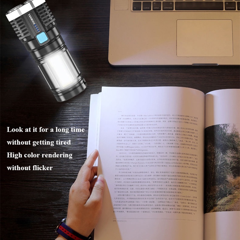 Đèn Pin 4 Bóng LED Siêu Sáng 1500m Có Thể Sạc Lại Bằng Cổng Usb