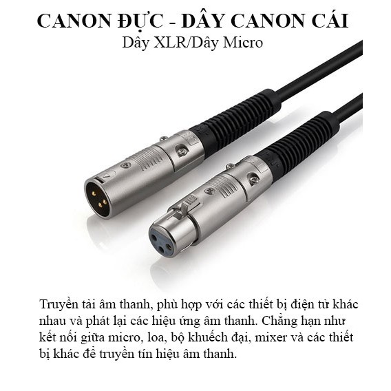 Dây canon (XLR) đực ra canon (XLR) cái JSJ 805 dài 3m - 5m lớp lưới đồng giúp chống nhiễu cao, truyền dẫn mượt mà