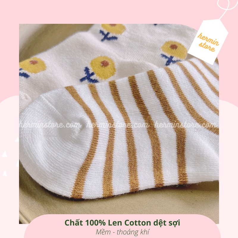 Vớ cho bé dáng cổ cao bèo nhún - tất cho bé vintage chất len cotton dệt sợi mềm mại và thoáng khí