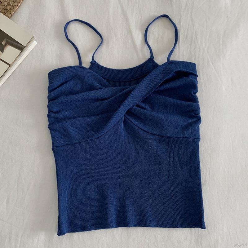 Áo Tank Top Thiết Kế Dây Đan Chéo Phong Cách Hàn Quốc Quyến Rũ