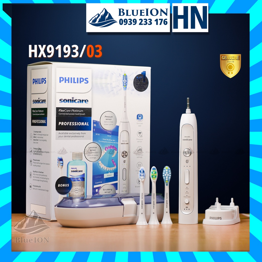 Bàn chải điện Philips Sonicare FlexCare Platinum Connected power toothbrush HX9193/03 (Hàng Mỹ)