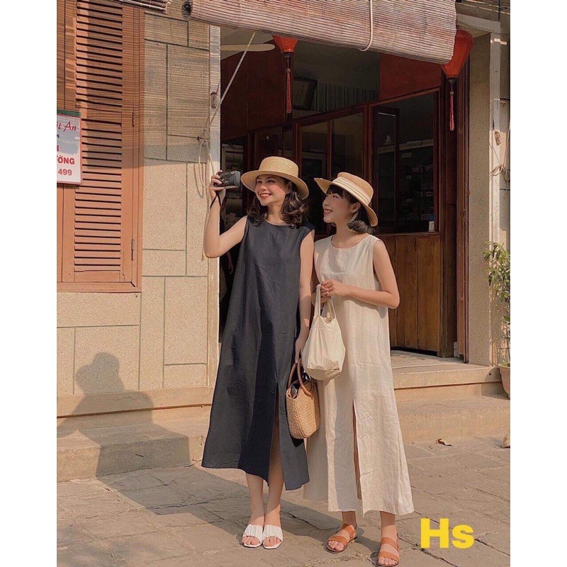 Đầm xuông cổ thuyền sát nách xẻ tà HS58