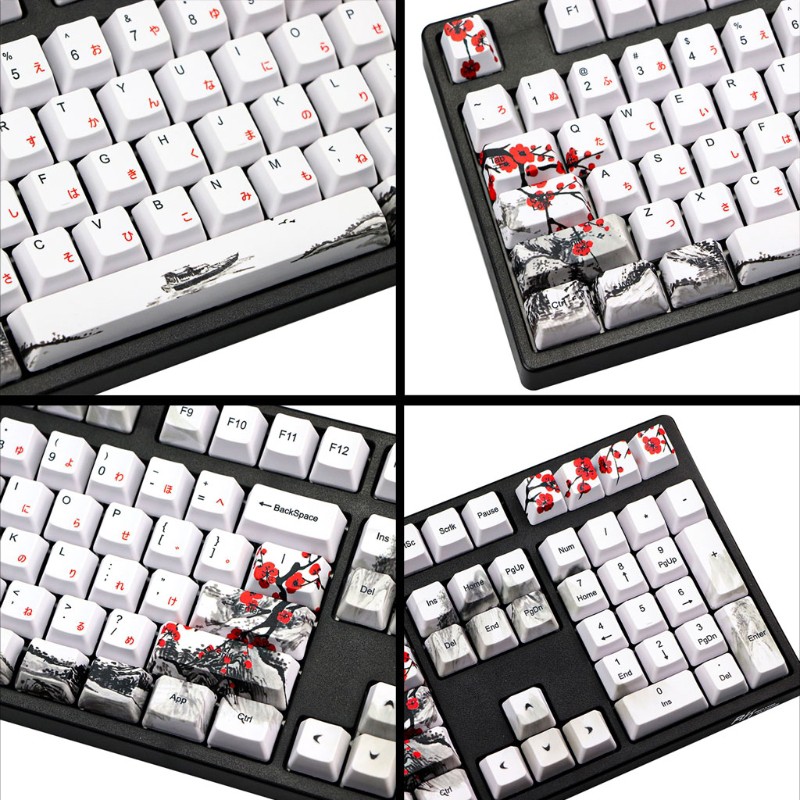 Nút bàn phím máy tính 110 phím PBT OEM in hình hoa mận phong cách Hàn Quốc/ Nhật Bản