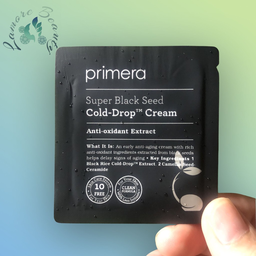 Combo 10 Sample kem gạo đen dưỡng trắng chống lão hóa Primera SUPER BLACK SEED - COLD DROP CREAM (1ml x10)