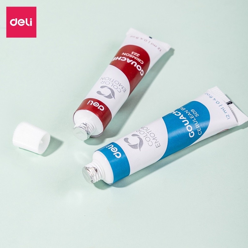 Màu bột Gouache dạng tuýp 12ml Deli 5/12/24 màu 1 hộp EC11