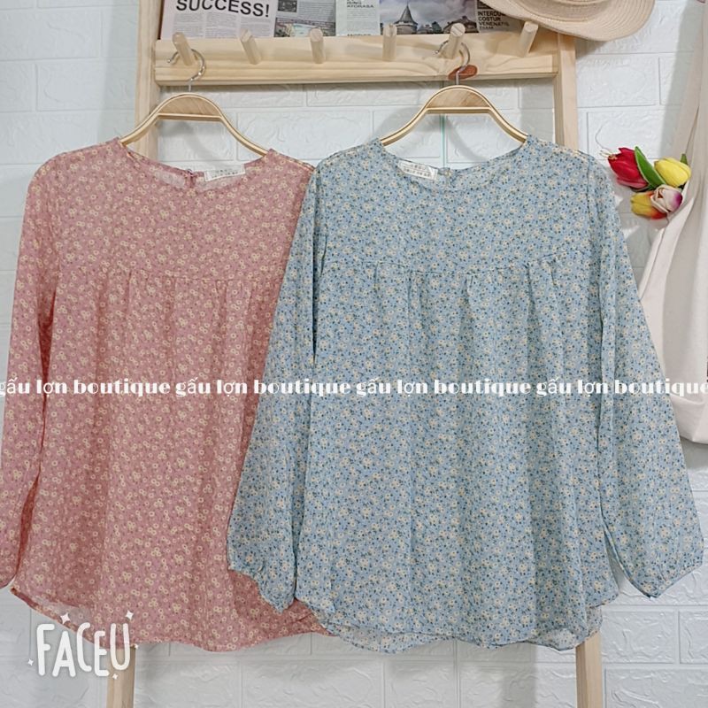 áo babydoll hoa nhí vintage mặc đc 2kiểu ảnh thật