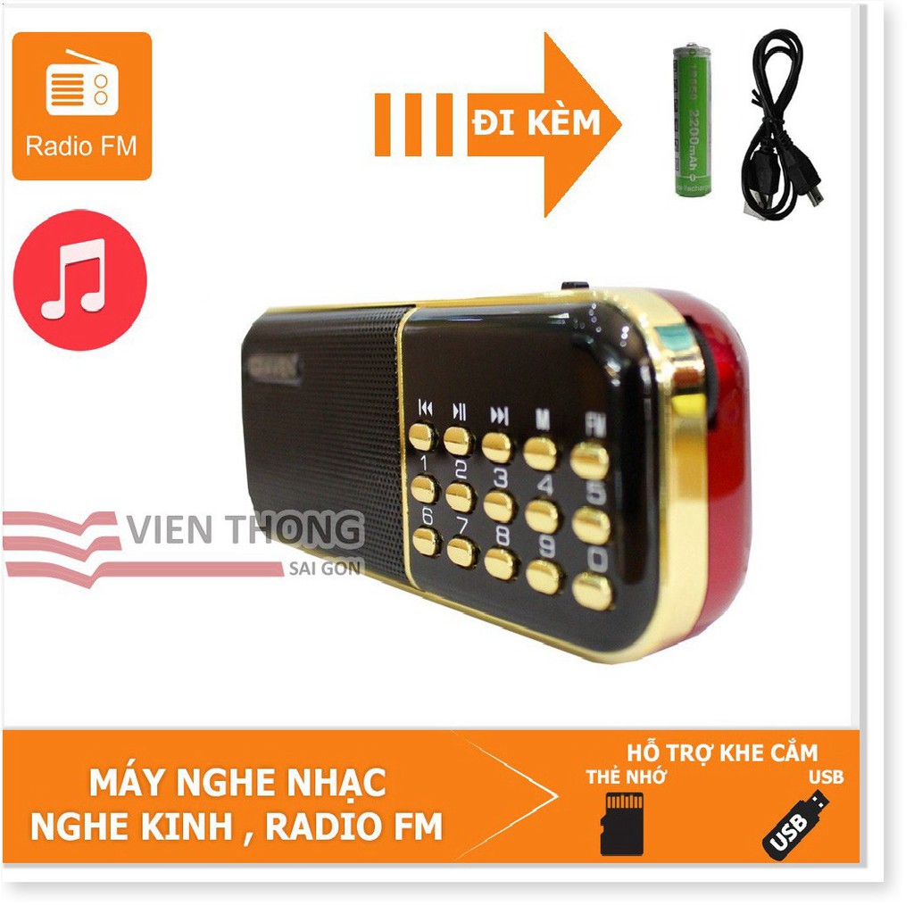 Máy - loa nghe kinh, FM, nhạc đa năng, Craven CR-25A có khe Thẻ nhớ/USB (kèm pin 2200mah + cáp)