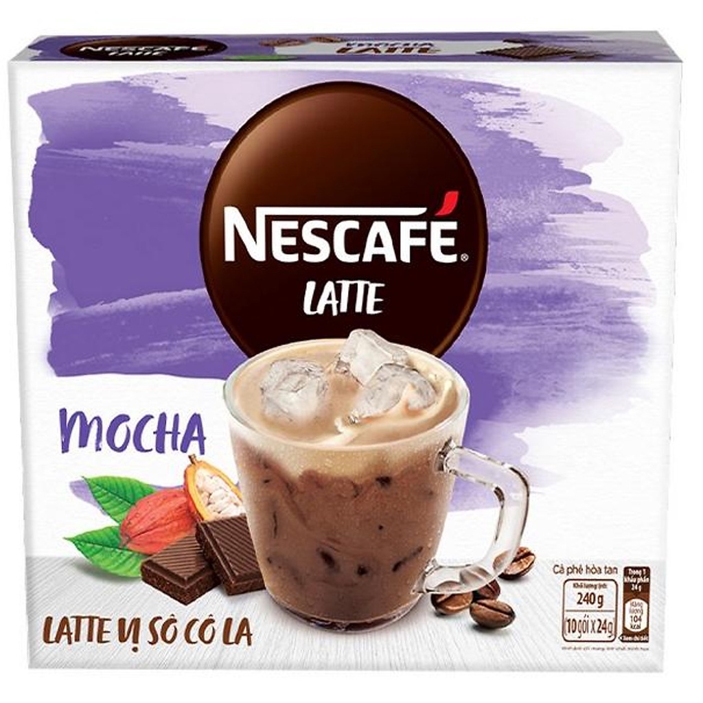 Cà Phê Hòa Tan Nescafé Latte Vị Sô Cô La (Hộp 10 Gói x 24g) - BAO BÌ MỚI