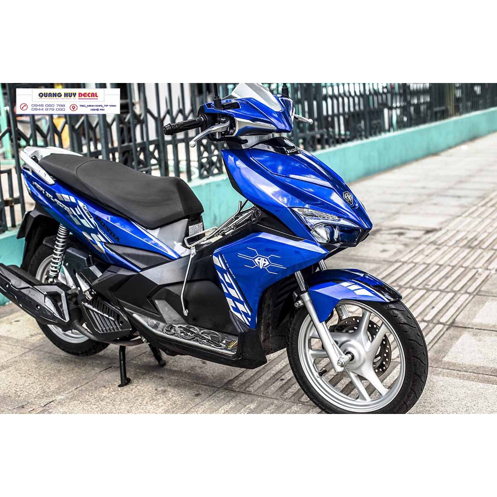 Tem xe air blade xanh trắng , tem trùm xe air blade, tem xe ab, tem dán xe máy ab xanh trắng