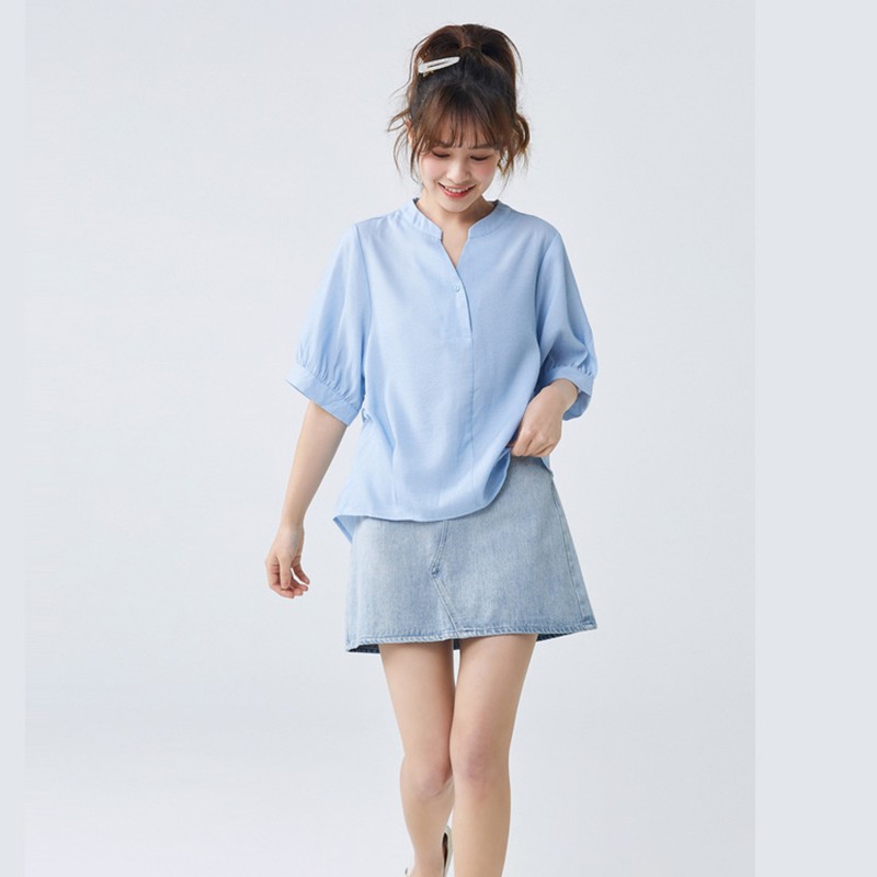 Áo sơ mi nữ cổ tàu ChunXuu thiết kế tay lỡ bồng kẻ thời trang - TK20.44