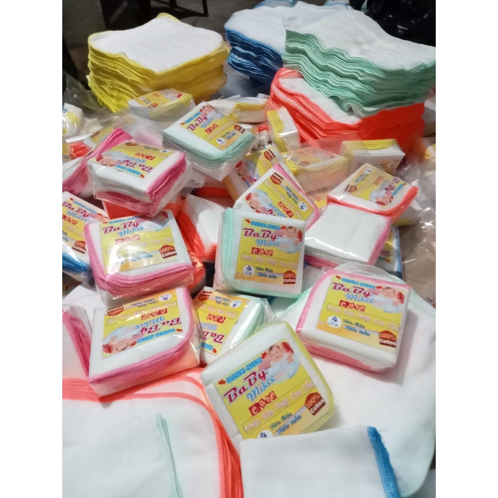 10 cái khăn sữa 2 lớp, 3 lớp, 4 lớp dành cho bé trai và gái , khăn gạc nhật 100% cotton kích thước 25x25cm