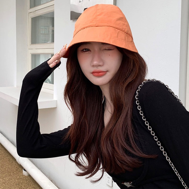 Nón Tai Bèo Vành Rộng Chống Nắng Mùa Hè Màu Trơn Có Dây Rút Gấp Được Cho Nữ / Phụ Nữ