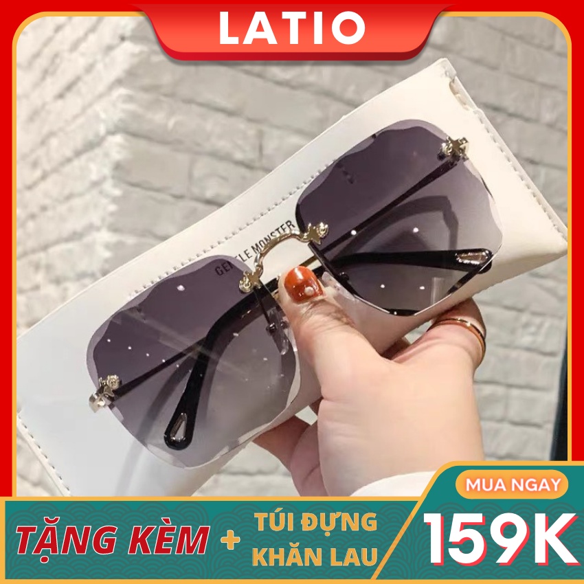 Kính mát nữ thời trang LATIO, kính được thiết kế mắt kính vuông không viền cao cấp sang chảnh.