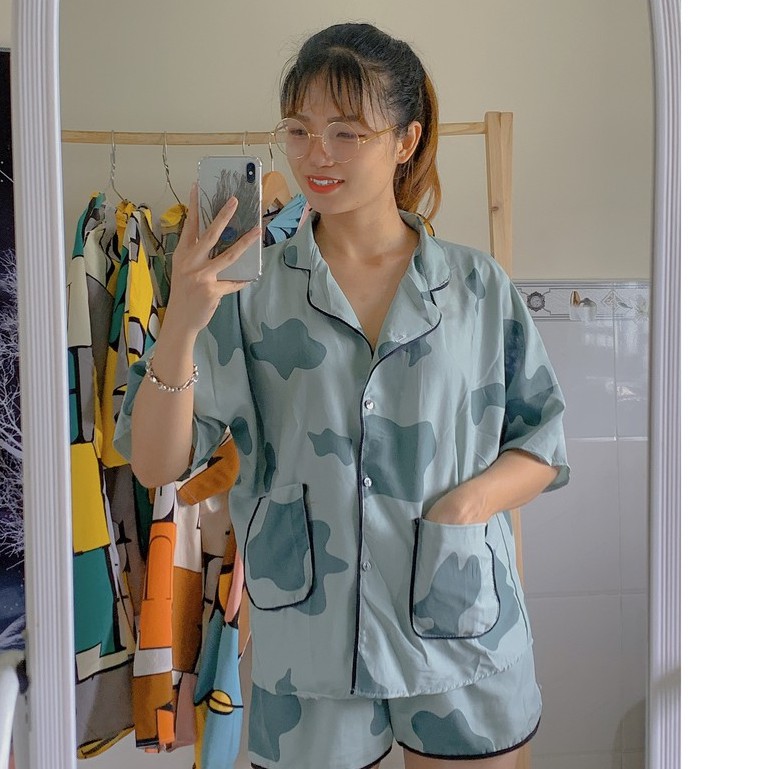Pijama đùi bò sữa lụa mango