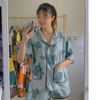 Pijama đùi bò sữa lụa mango