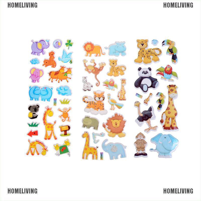 Miếng dán trang trí tường hình động vật 3D đáng yêu cho trẻ em