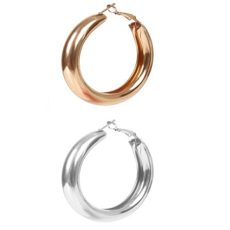 Khuyên tai tròn hợp kim dày dặn 50mm