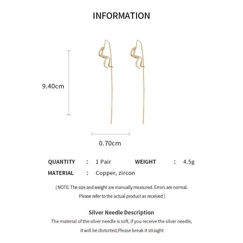 DREJEW Bông Tai Dáng Dài Đính Đá Zircon Phong Cách Nhật Hàn Thời Trang Cho Nữ 1
