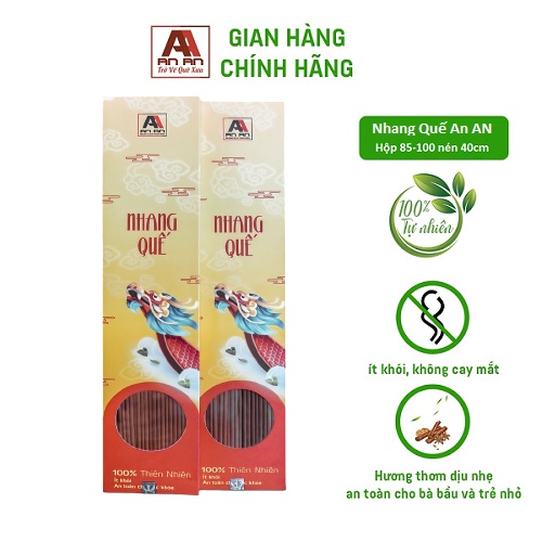 Nhang Quế hữu cơ AN AN hộp cao cấp, 100 nén kích thước 38cm