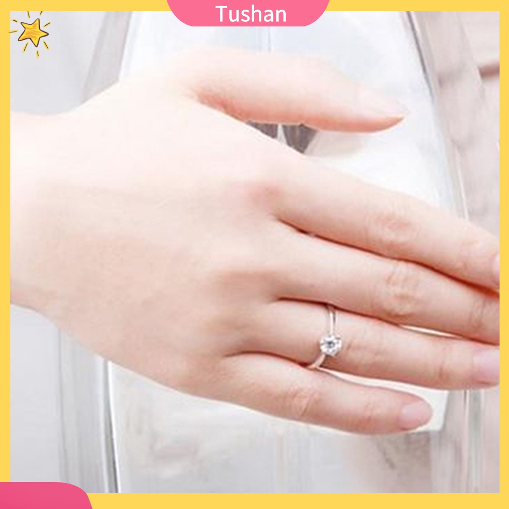 Nhẫn đính hạt đá zircon nhân tạo size 6-9 sang trọng thời trang cho nữ