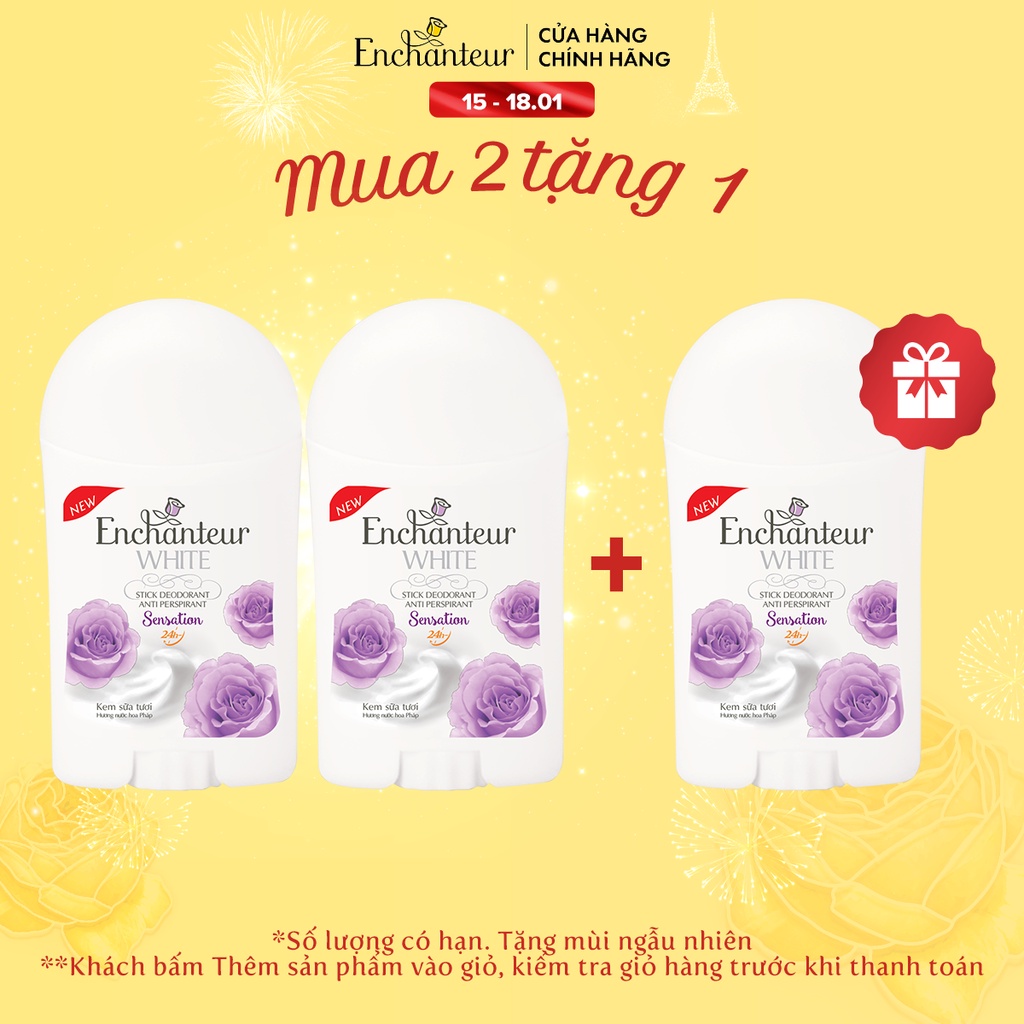 Combo 2 Sáp khử mùi trắng da Enchanteur Sensation 40g/chai