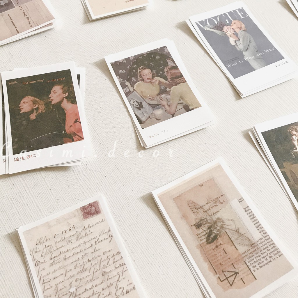 12 bìa ảnh giấy The Moment set C POSTCARD vintage trang trí bàn học, dán tường Casimi Decor
