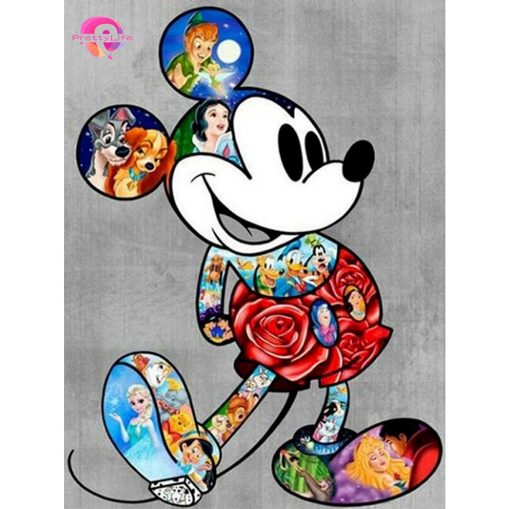 Bộ Tranh Đính Đá 5D Họa Tiết Mickey Dễ Thương Độc Đáo Kích Thước 30x40cm / 40x50cm / 50x70cm Dùng Trang Trí Nhà Cửa
