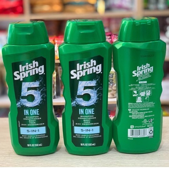 Sữa tắm gội toàn thân cho nam Irish Spring 5in1 532ml của Mỹ HyCosmetic