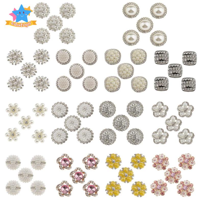 Set 5 Nút Pha Lê Hình Bông Hoa 23mm Dùng Trang Trí / Làm Đồ Thủ Công DIY