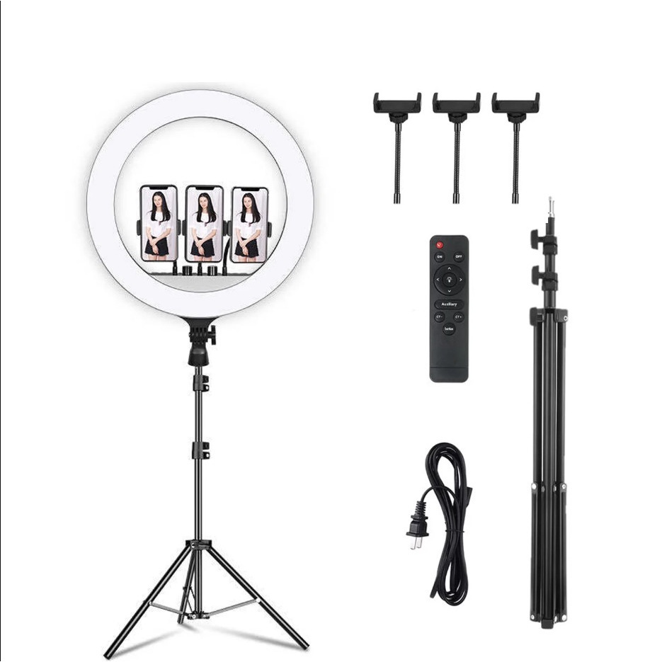 Bộ Đèn Live Stream RL 18 Size 45cm + Chân Đèn + Kẹp Điện Thoại - Chính Hãng HD DESIGN