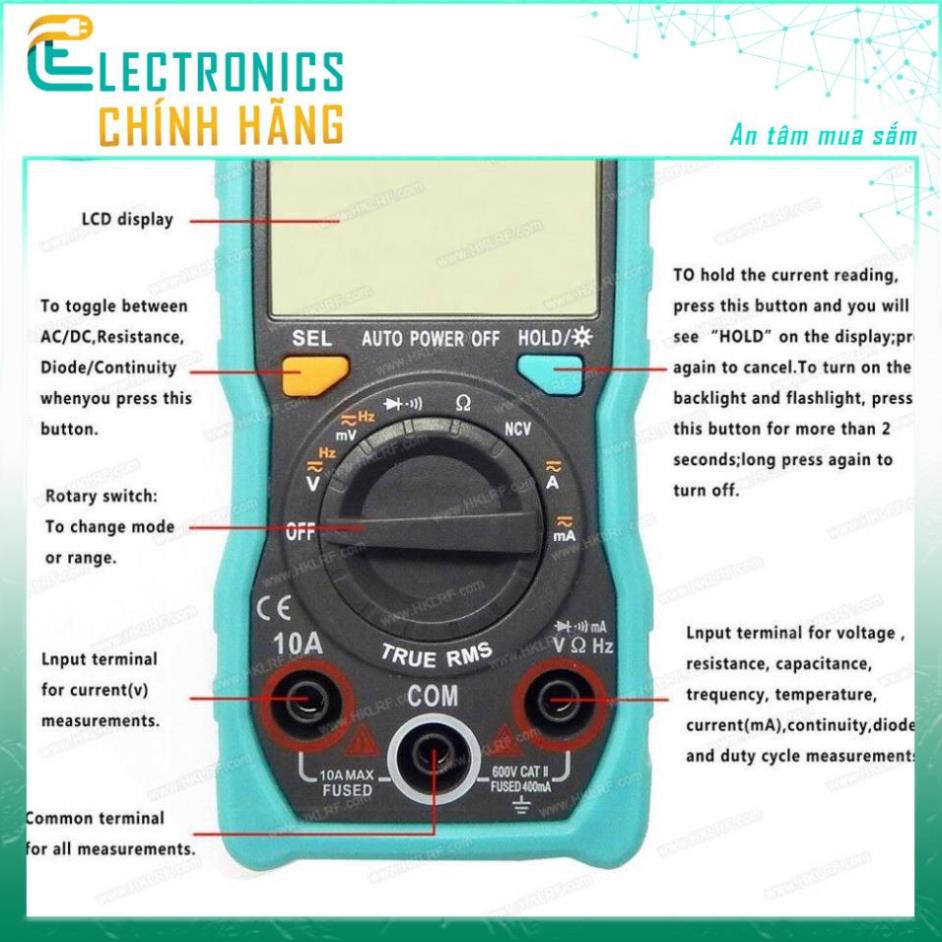 Đồng hồ vạn năng kỹ thuật số Zotek Zoyi Zt-C1 Multimeter bỏ túi đa chức năng đo AC/DC ôm Hz, rò nguồn điện