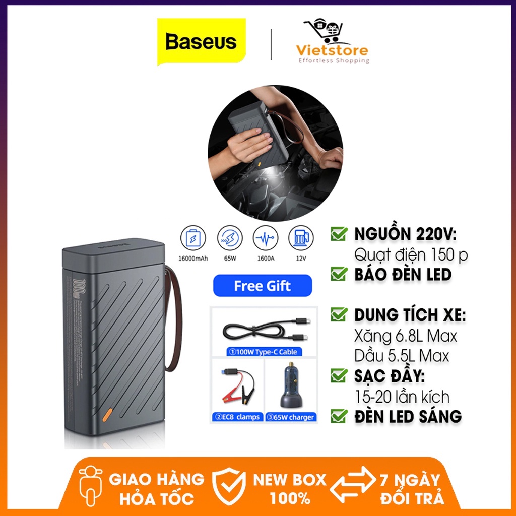 Bộ kích nổ oto - Bộ kích nổ xe hơi - cứu hộ ô tô - BASEUS ( BS - CN01 ) Reboost Jump Starter with Portable Energy Storag