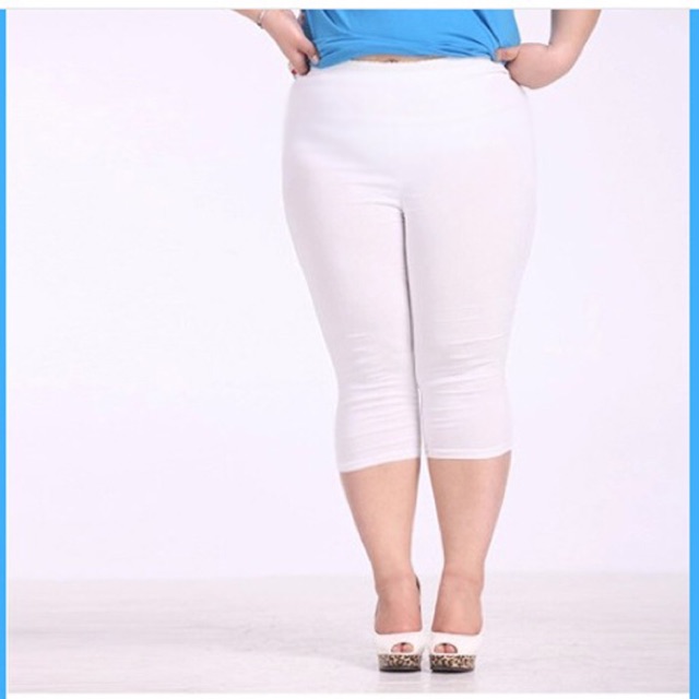 Quần legging big size lỡ thun mỏng mịn màu trắng size 75-100kg